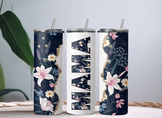 Blue Floral MAMA Tumbler